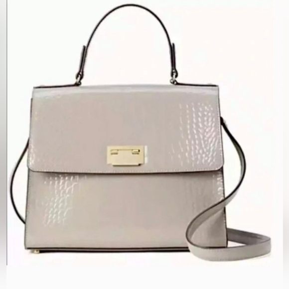 KATE SPADE KNIGHTSBRIDGE DORIS CROC EMBOSSED TAUPE LEATHER HANDBAG SATCHEL